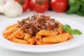 Italian noodles pasta Bolognese sauce meal Royalty Free Stock Photo