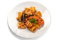 Italian Paccheri pasta with seafood Royalty Free Stock Photo