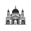 Italian Palace Icon Isolated, Ancient Church Silhouette, Italian Castle, Historical Architecture Minimal Design