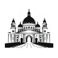 Italian Palace Icon Isolated, Ancient Church Silhouette, Italian Castle, Historical Architecture Minimal Design