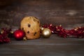 Italian Panettone, garlabd and christmas balls