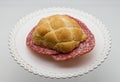 Italian panino al salame, salami sandwich Royalty Free Stock Photo