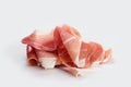 Italian parm prosciutto on white background Royalty Free Stock Photo