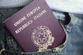 Italian passport out of the pocket Royalty Free Stock Photo