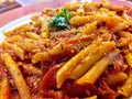 Italian pasta arrabiata Royalty Free Stock Photo