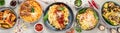 Italian pasta assortment on light background