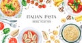 Italian pasta banner illustration watercolor