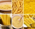 Italian pasta banner, raw pasta types. Food collage Royalty Free Stock Photo