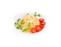 Italian pasta with basil and parsley. Royalty Free Stock Photo