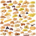 Italian pasta bread and cookies collage Royalty Free Stock Photo