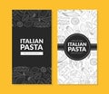 Italian Pasta Card Template with Traditional Cuisine Products Pattern, Food Menu, Restaurant, Cafe Design Element, Flyer