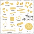 Italian Pasta collection drawings. Sketches.