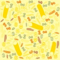 Italian pasta color set seamless pattern