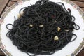 Italian pasta with cuttlefish squid black ink