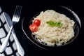 Italian pasta in a dark vein. Royalty Free Stock Photo