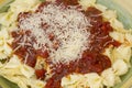 Italian Pasta Dinner Served with Wine and Bread Royalty Free Stock Photo