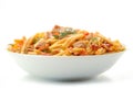 Italian Pasta Dish `Casarecci` with Tuna and Tomatoes` Royalty Free Stock Photo
