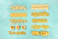 Italian pasta, flat lay banner, shot from the top