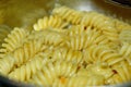 Italian pasta freshly cooked in a saucepan closeup