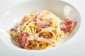 Italian Pasta with Fried Bacon Royalty Free Stock Photo