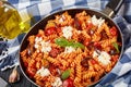 Italian Pasta fusilli alla Norma, close-up Royalty Free Stock Photo