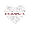 Italian Pasta of Heart Shape, Traditional Cuisine Dish, Food Menu, Restaurant, Cafe Banner, Flyer, Card, Business