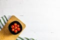 Italian pasta ingredients. Cherry tomato and spices for cooking Royalty Free Stock Photo