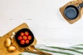 Italian pasta ingredients. Cherry tomato and spices for cooking Royalty Free Stock Photo