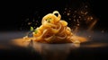 Immersive Photorealistic Rendering Of Pasta In The Style Of Olivier Ledroit