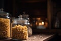 Italian pasta jar table. Generate Ai Royalty Free Stock Photo