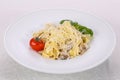 Italian pasta Linguini with mushroom Royalty Free Stock Photo