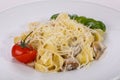 Italian pasta Linguini with mushroom Royalty Free Stock Photo