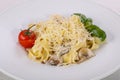 Italian pasta Linguini with mushroom Royalty Free Stock Photo