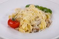 Italian pasta Linguini with mushroom Royalty Free Stock Photo