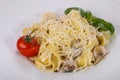 Italian pasta Linguini with mushroom Royalty Free Stock Photo