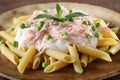 Italian pasta macaroni with ham and cheese cream Royalty Free Stock Photo