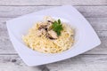 Italian pasta with mussels and cheese Royalty Free Stock Photo