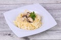 Italian pasta with mussels and cheese Royalty Free Stock Photo