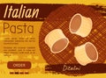Italian pasta national cuisine cafe banner. Design for store ad, restaurant menu, dinner logo