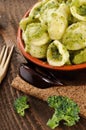 Italian pasta, orecchiette with broccoli, closeup