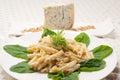 Italian pasta penne gorgonzola and pine nuts Royalty Free Stock Photo