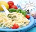 Italian Pasta with pesto Royalty Free Stock Photo