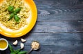 Italian pasta with pesto sauce made with basil leaf Royalty Free Stock Photo