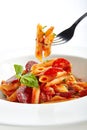 Italian Pasta with Salami Royalty Free Stock Photo