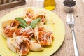 Italian pasta and sauce with meal Royalty Free Stock Photo