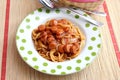 Italian pasta with a sauce of tomatoes Royalty Free Stock Photo