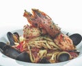 italian pasta with sea food in pomodoro sauce Royalty Free Stock Photo