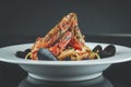 italian pasta with sea food in pomodoro sauce Royalty Free Stock Photo
