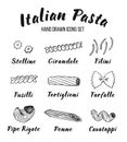 Italian Pasta, shapes and names set