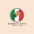 italian pasta Shop logo design Inspiration, Spaghetti Pasta Noodle vector illustration badge sign symbol